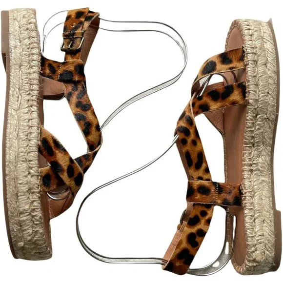 Women’s Sandals Size 8.5 Madewell Espadrille Sandal in Leopard Calf Hair - Picture 7 of 12